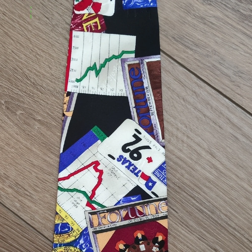 Vtg 90s Nicole Miller Fortune 500 Business Silk Neck‎ Tie Stock Market Financial